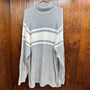 Vintage Reverb Sweater Turtleneck Pullover Gray White Men's 3XL